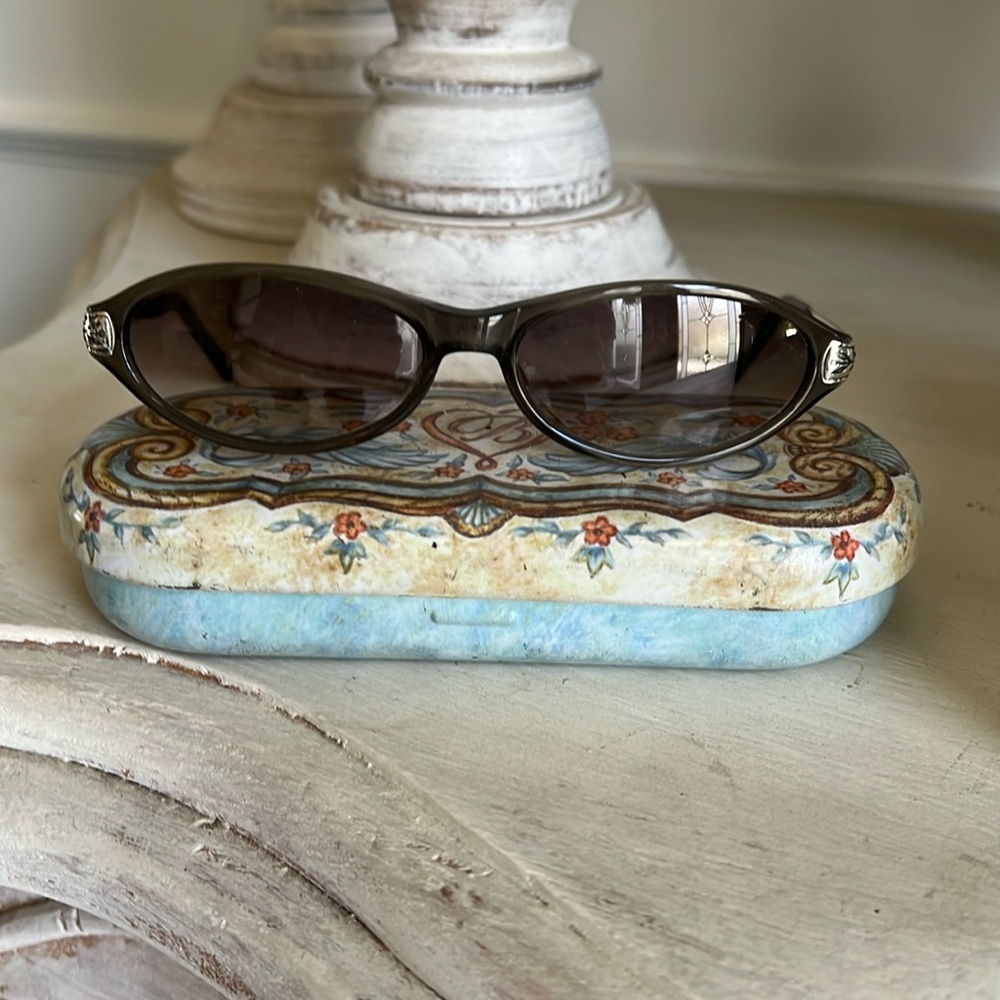 Brighton Women's Oval Sunglasses in Smoke Brown with Silver Accents
